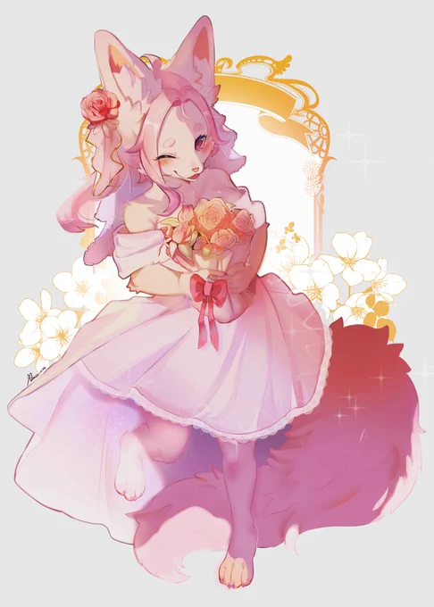 【全身半厚塗委託|Full body Commission】感謝委託人 真的是非常特別的委託,居然委託我畫粉粉穿婚紗XD這張也是調整了好久喜慶的感覺也剛好能夠發出來祝大家聖誕快樂!!! 