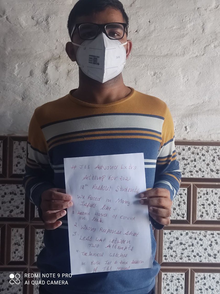 Harshit03062004's tweet photo. 2020 students suffered from the lighter wave and were given a chance in 2022 to appear.2021 students faced deadlier wave with other problems like floods ,protest in 2022 so we also deserve to appear again in Advance 2023 #iitfor21 @IITGuwahati @dna @ndtv @IITKgp @iitdelhi @DG_NTA https://t.co/wd03lUEiy8