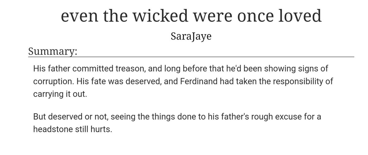 FerdigardWknd's tweet photo. Fic by SaraJaye, "even the wicked were once loved":
https://t.co/4uxg4dKnfC (Teen And Up, Grief/Mourning) #ferdigard https://t.co/kAVUcuGjvh