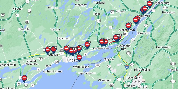 #RoadClosures #HWY401 both directions between #Cobourg and #Morrisburg closed in many sections until further notice. #ONHwys