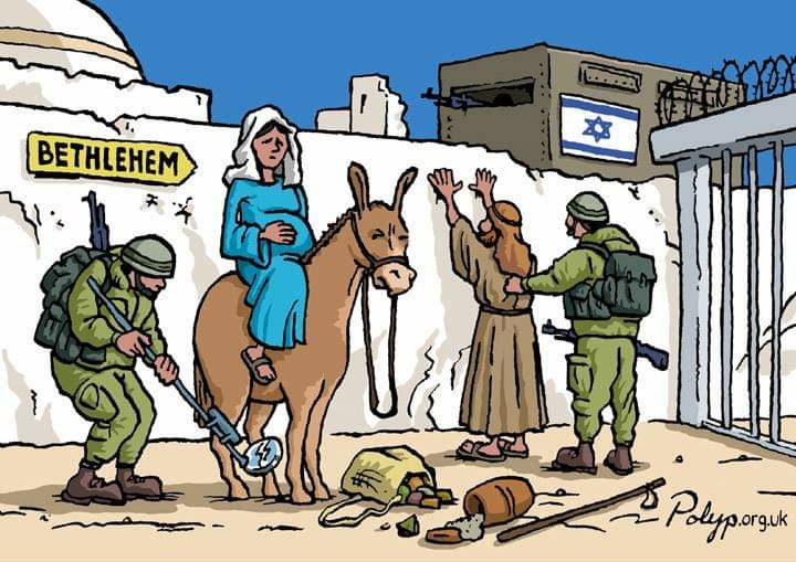 Si María y José tuvieran que caminar desde Nazaret a Belén hoy, tendrían que cruzar 11 puestos de control israelíes, una brecha de seguridad y un muro de 8 metros de altura.. ¡Bienvenidos a la tierra santa! ¡Feliz Navidad!
