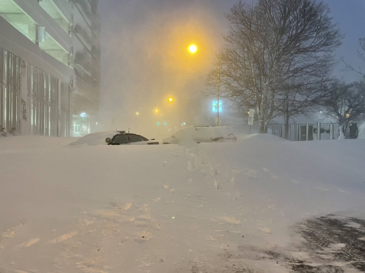 This is in #BuffaloNY just a block away from <a href="/RoswellPark/">Roswell Park</a> - absolutely insane. I walked over here and I’ve never experienced such a storm in my lifetime. Kudos to the nurses, physicians, and other staff members who have been stuck in the hospital since THURSDAY! #Blizzardof2022