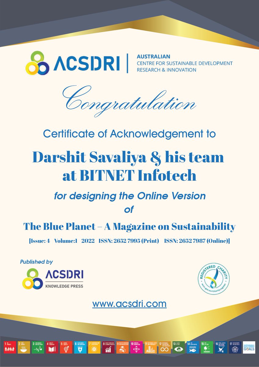 Bitnet_Infotech's tweet photo. Thank you for your valuable feedback.
@acsdri Dr.Kuntal Goswami
 
We are thrilled that you had such a great and meaningful experience with @Bitnet_Infotech  and @DarshitSavaliya.

#thankyou #customerexperience #5starreview #clientsatisfaction #happycustomer https://t.co/rJAEYIaf7M