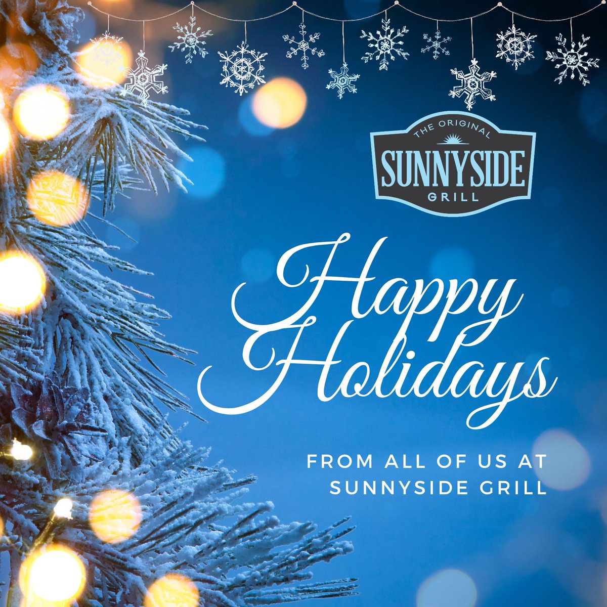 Wishing everyone a very happy and safe Holiday!

See our locations for store hours
sunnysidegrill.com/locations

#sunnysidegrill 

✨ 🌲 ❄️ 💙