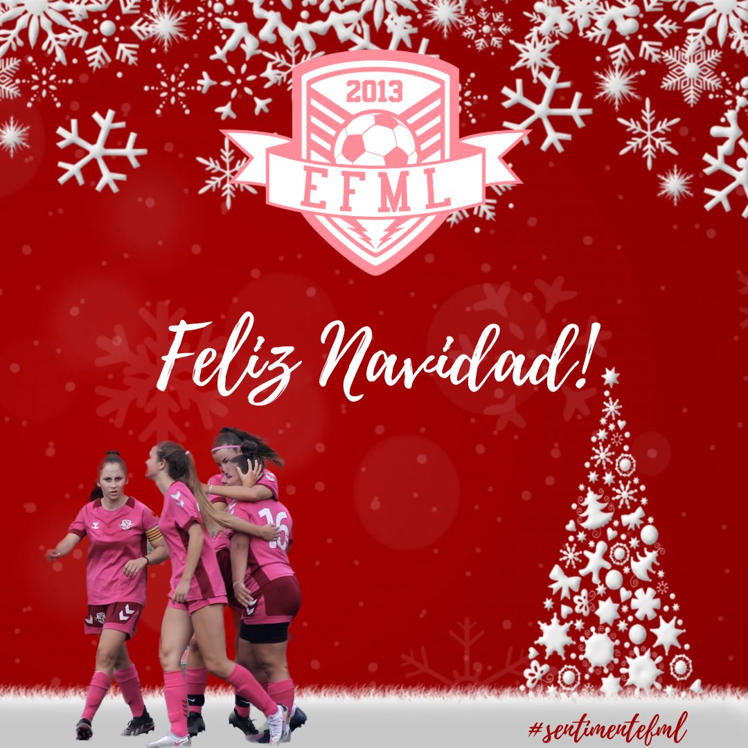 EFMLanzarote's tweet photo. • Des de l'EFML volem desitjar-vos molt bon nadal, i molt bones festes a totes!🎄🎊🎁

• Desde l’EFML queremos desearos una feliz navidad y muy buenas fiestas a todas!🎄🎊🎁

#futfem 
#sentimentefml https://t.co/xZsi8Nkf2g