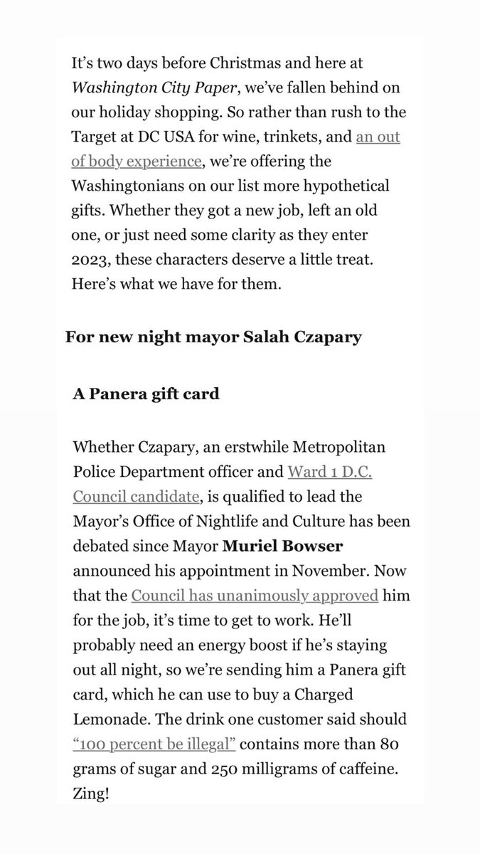 czapary's tweet photo. I do love Panera & 💯 recommend a charged lemonade. ⚡️⚡️⚡️
BUT, I do wish City Paper @wcp would have sent me something local, like a cafe con leche from La Famosa. Just the right kick to keep me going! 🔋
Merry Christmas, Happy Holidays & remember to #shoplocalDC & #ibuyDC. https://t.co/NJzupAsALd