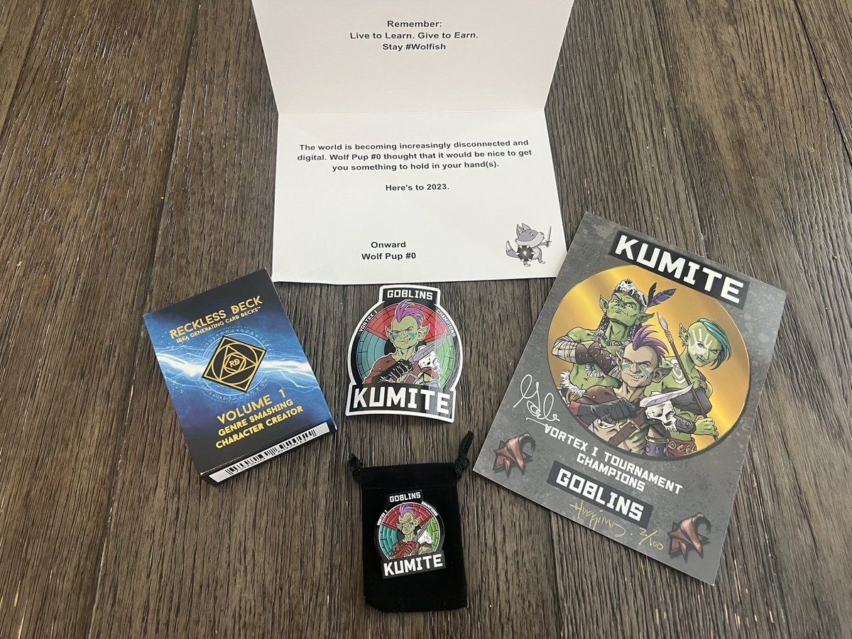 Jake Anderson (@buildwithjake) on Twitter photo Merry Christmas Eve to meπ
Thank you <a href="/WolfDenLabs/">The Wolf Den</a> Wolf Pup #0 for the thoughtful holiday card πΊ
And to <a href="/kumitenft/">Kumite NFT</a> for the Goblin gift package and Reckless Deck π¦ΈββοΈ Merry Christmas Eve to meπ
Thank you <a href="/WolfDenLabs/">The Wolf Den</a> Wolf Pup #0 for the thoughtful holiday card πΊ
And to <a href="/kumitenft/">Kumite NFT</a> for the Goblin gift package and Reckless Deck π¦ΈββοΈ