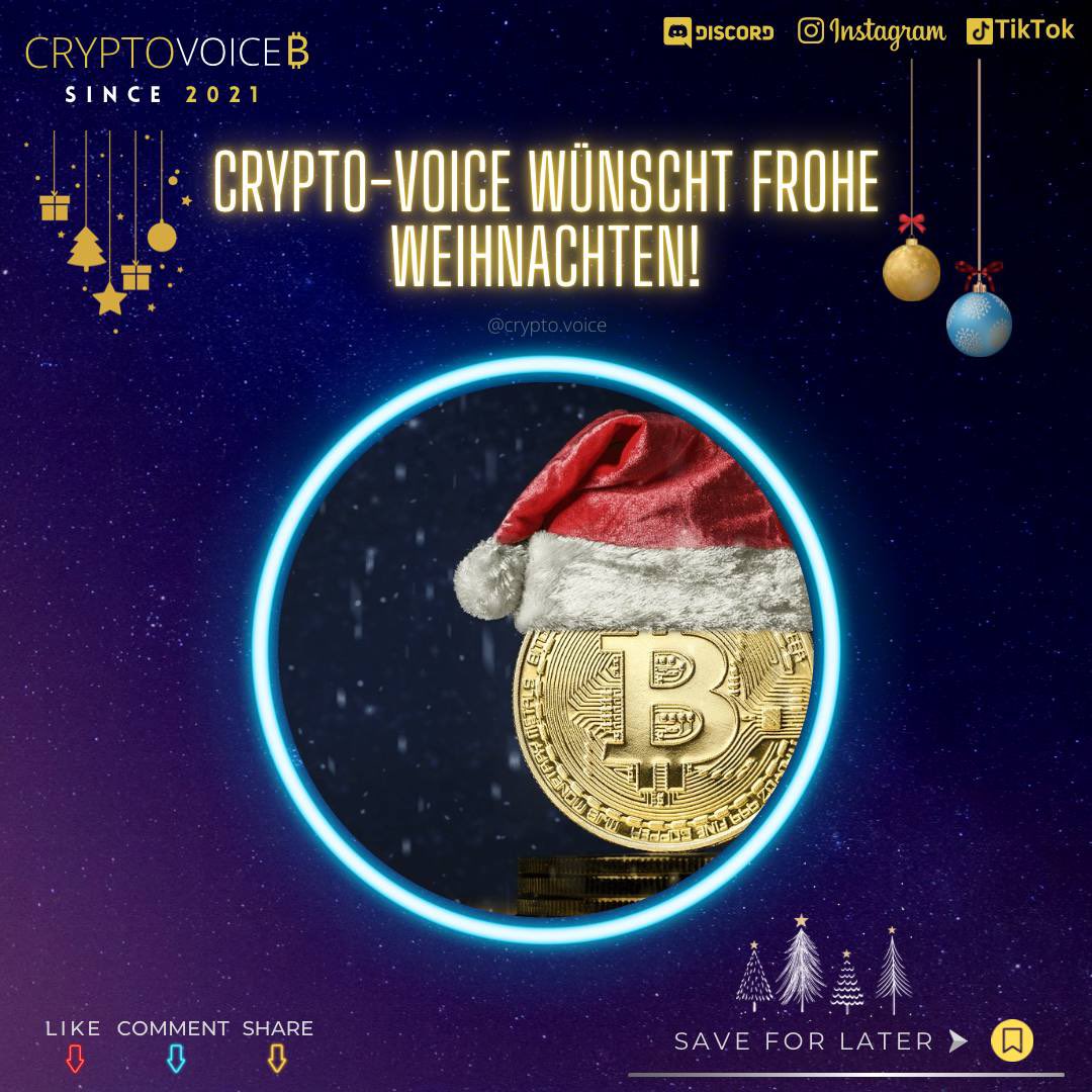Crypto Voice wünscht Frohe Weihnachten! Wir wünschen Euch eine wundervolle Zeit mit euren liebsten &amp; der Familie und hoffen, dass Ihr die Festtage in Frieden und Ruhe genießen könnt!🎄

Instagram / Facebook: crypto.voice
LinkedIn: crypto.voice
#MerryChristmas2022 #cryptovoice