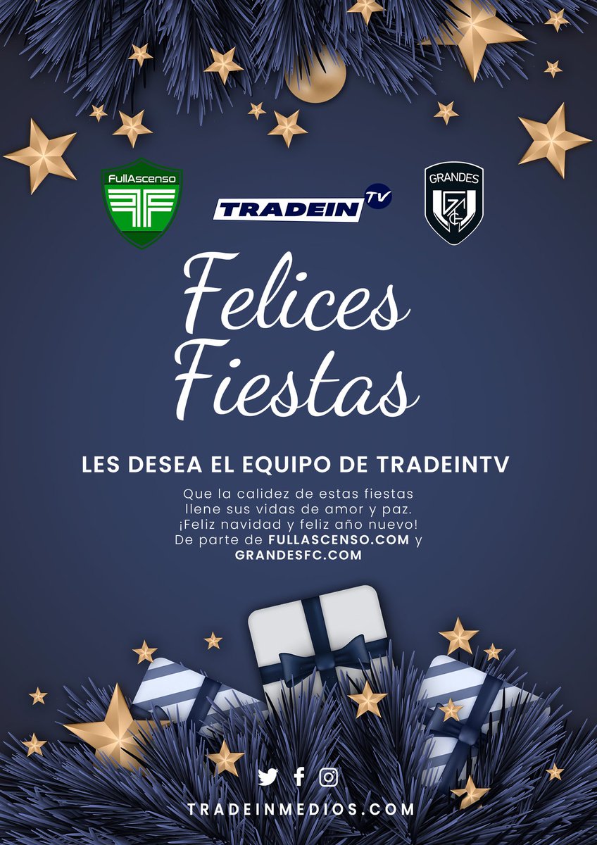 ⭐⭐⭐¡Felices fiestas les desea el equipo periodistico de Tradein medios!
Con un 2023 lleno de deportes, junto a ustedes. 
⚽🥎🏀🏐🏈🏆
