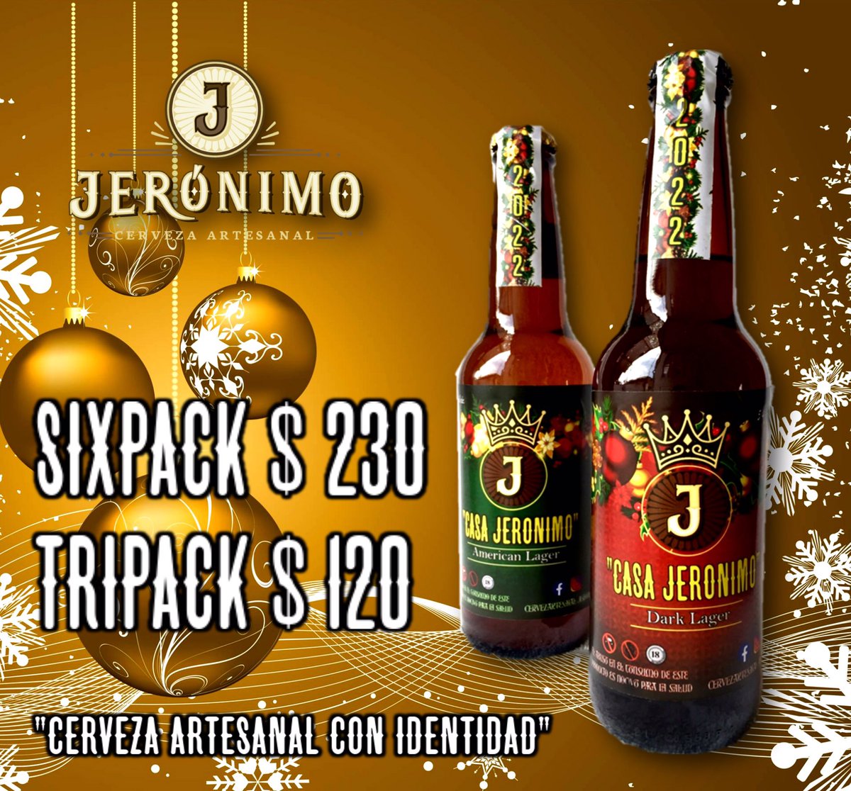 CervezaJeronimo's tweet photo. #cervezartesanal_jeronimo - 🎄 Cómo en #navidad disfrutando de la mejor compañía entre familia y amigos también disfruta de la #experienciajeronimo - Cerveza artesanal con #tradicion y #orgullo por lo nuestro 🍺‼️ - Ventas 📲 22.24.56.62.85 - “Cerveza artesanal con identidad” https://t.co/DZBXWnc2fI