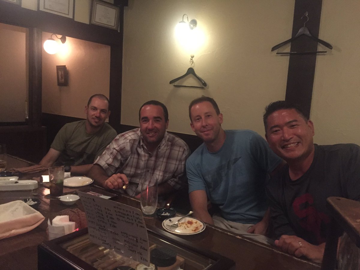 SasakiStanton's tweet photo. We lost a great friend and human being last night. His incredibly dry sense of humor and knowledge of Seinfeld will forever live on. I’ll always remember our trip to Japan. We will miss you Pines-San. RIP ❤️@apines611 https://t.co/v19zM51UMP