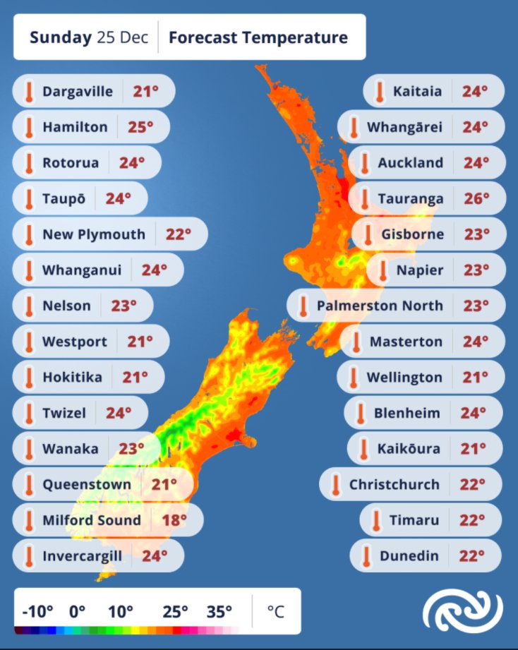 MetService on Twitter "🎄 Here's your Christmas temperature forecast! 🌊 Tauranga is looking
