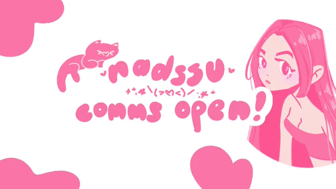 ✩°。⋆⸜ nadssu commissions open! 🍡

💌 rts are super appreciated &gt;:3 dm me for further inquiries! thank you so much 🥳🫶 

#commissionsopen #artistsontwitter 