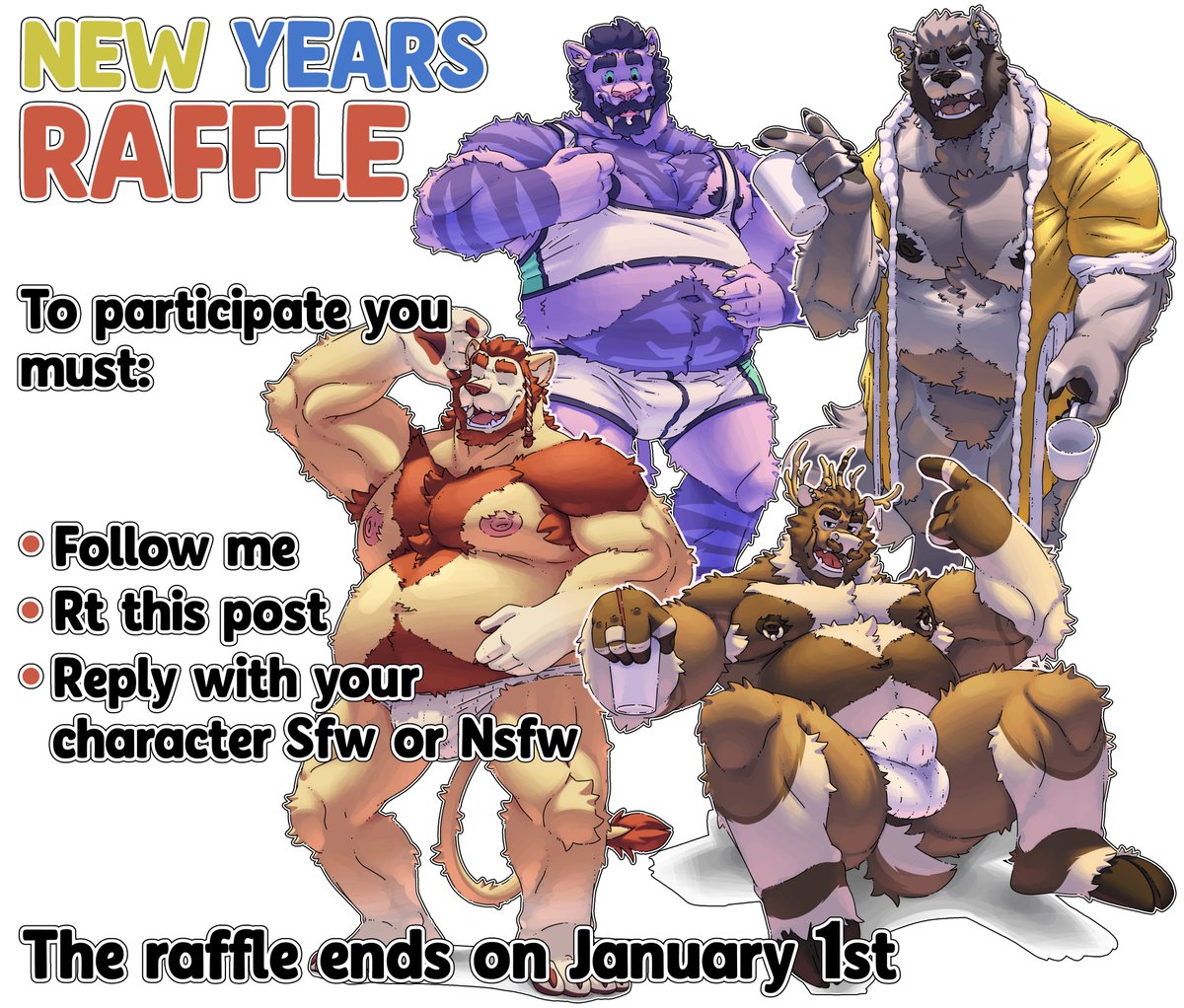 AverageZebraBoy's tweet photo. New Years Raffle!! ✨

2 Full colored full bodies! 

To participate you just have to:

🔸Follow me
🔸Rt this post
🔸And reply with your character
(You can reply with either sfw or nsfw refs)

Every 100 new followers I will add one winner

The raffle ends on January 1st https://t.co/TZdIrbYgob