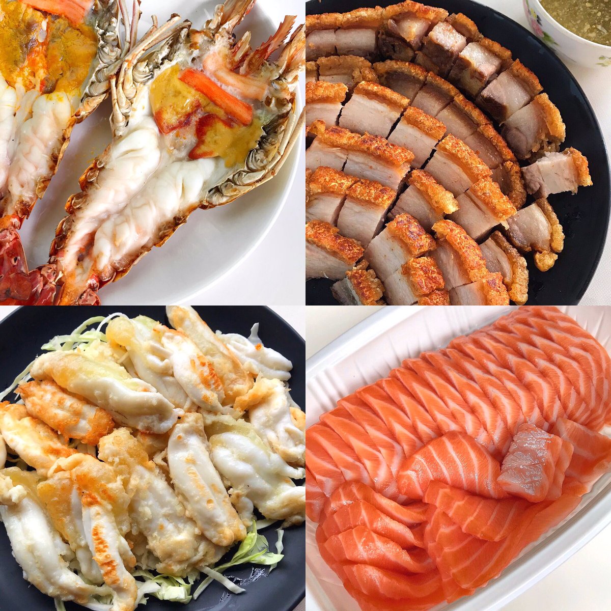 starrofme's tweet photo. 4 อย่างนี้กินแล้วมีความสุขจริง อร่อยแสงออกปากชิปหาย กุ้งเนื้อแน่นเด้งฉ่ำๆฟินมาก หมูกรอบแค่ทอดก็อร่อยแล้วอะ ไข่ปลาหมึกอย่างหอมนุ่มนิ่ม แซลม่อนสดชิ้นใหญ่ โคตรคุ้มอะ https://t.co/WAmkT3CBwO
