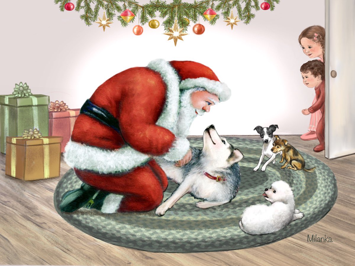 Wishing everyone a Merry Christmas and a happy and healthy New Year! May you be surrounded by love! ❤️
#MerryChristmas2022 #MerryChristmasEve #HappyHolidays #love #joy #Peace #SantaClausIsComingToTown #Santa #puppy #art #illustration #kidslitart #childrensbook #MerryChristmas!