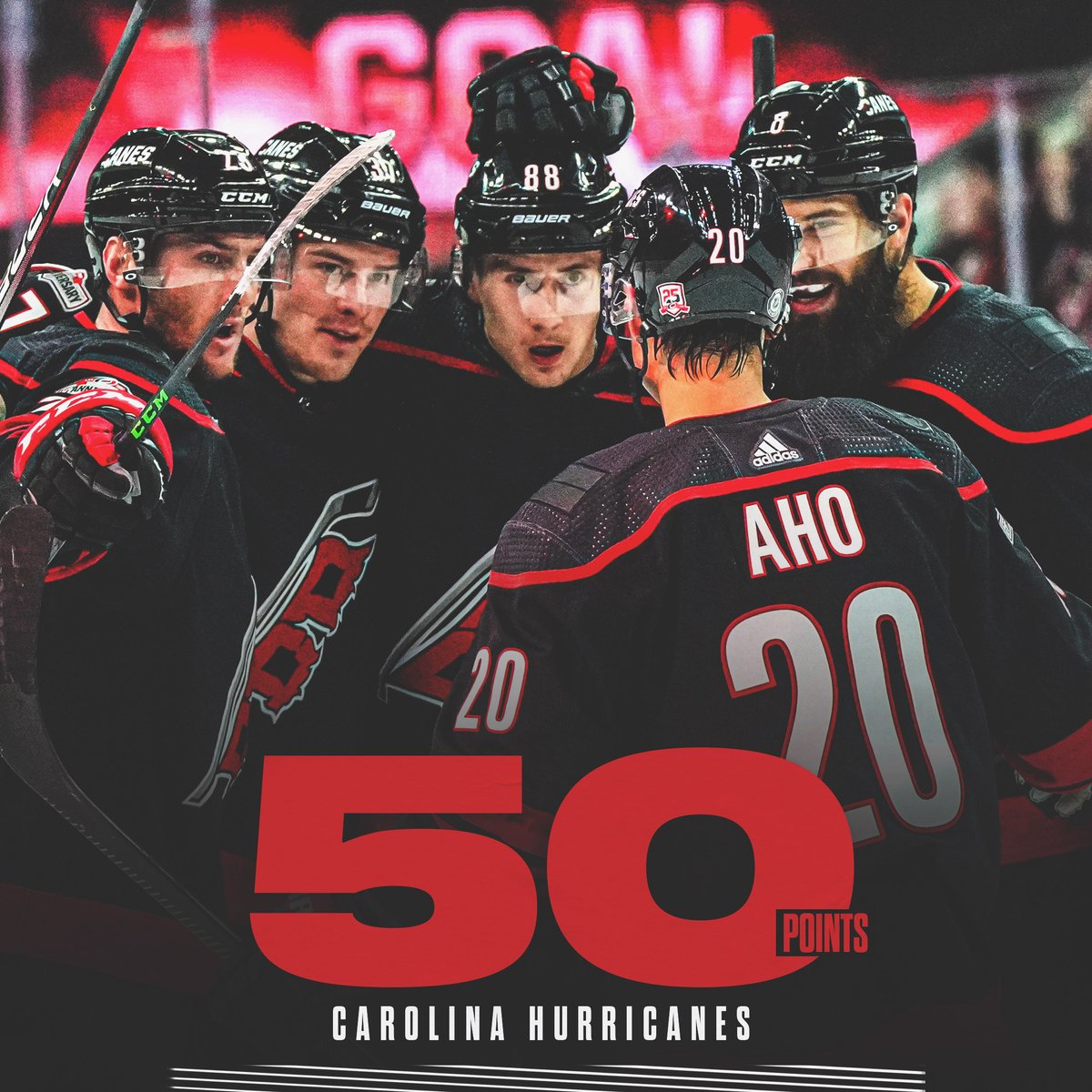 The <a href="/Canes/">Carolina Hurricanes</a> are one of two NHL teams with 50 points 📈