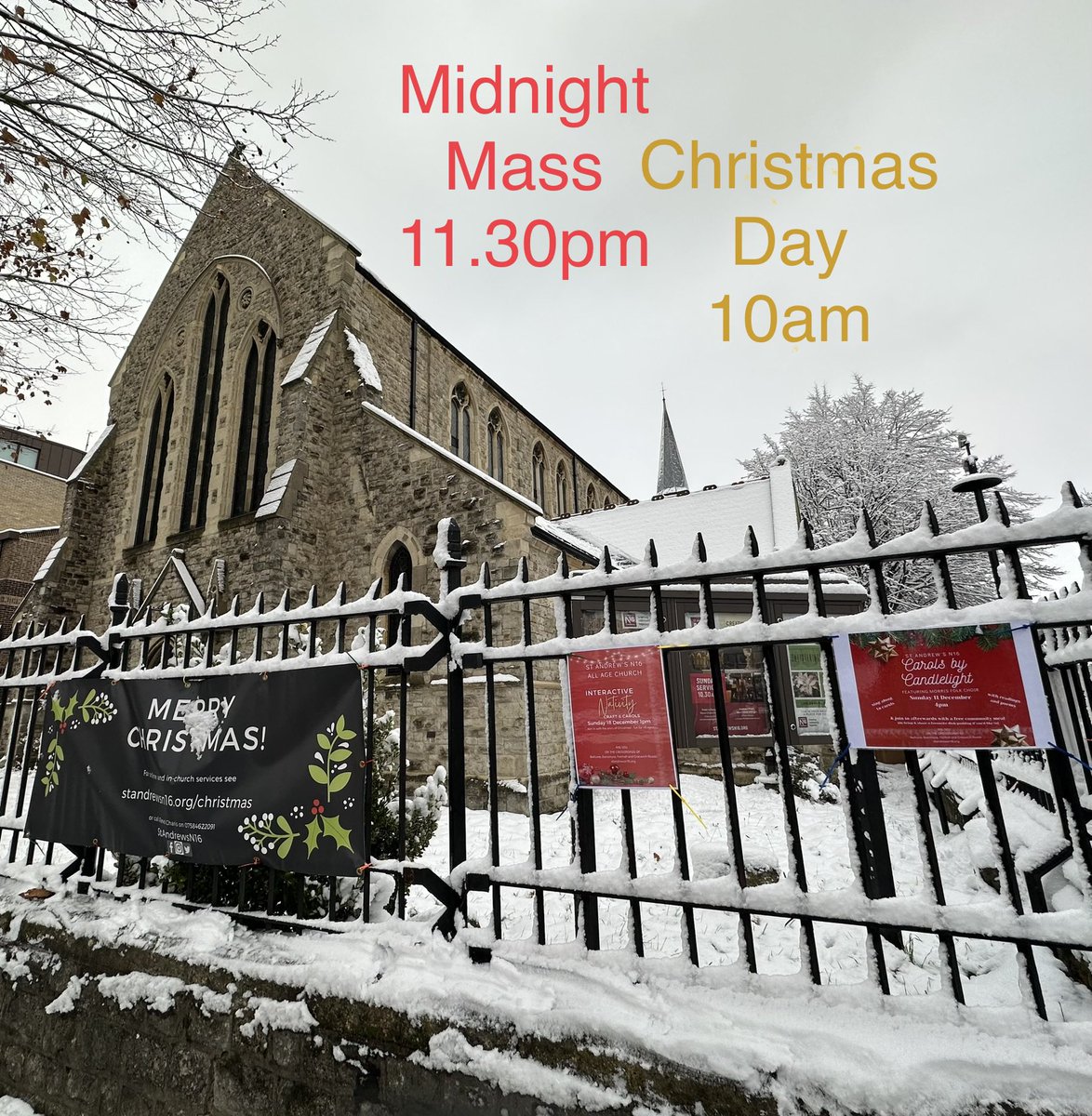 Christmas at St Andrews: Midnight Mass tonight at 11.30pm and Christmas Day tomorrow at 10am.

Come and celebrate together 🎄