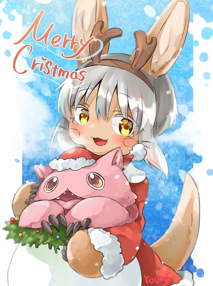 nanachi (made in abyss) whiskers animal ears 1other merry christmas christmas furry santa hat  illustration images