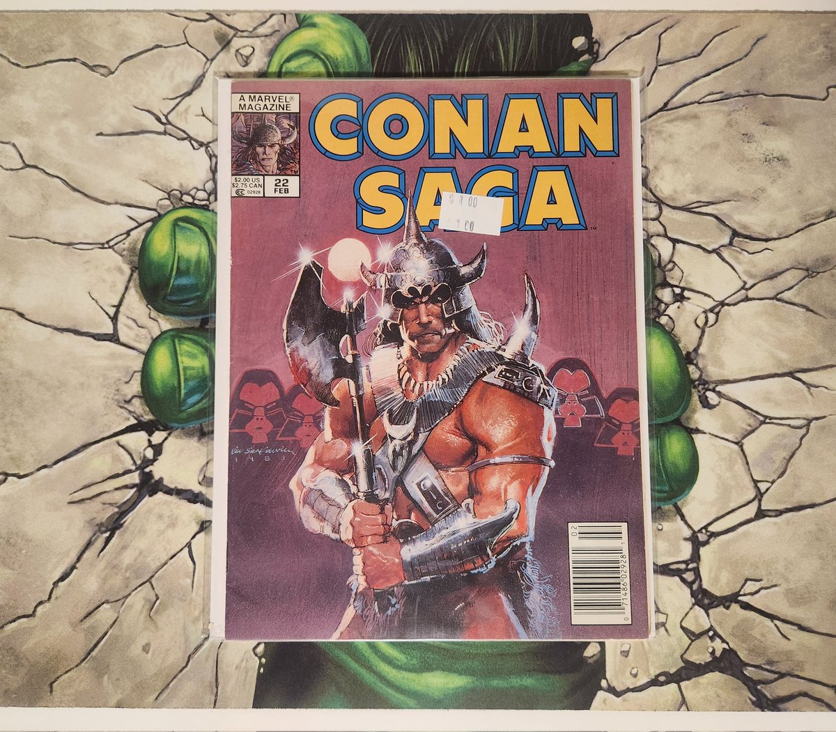 Apollokid3000's tweet photo. Conan Saga #22 #BillSienkiewicz cover. $1 bin

#ConanTheBarbarian
@Schwarzenegger 
#MarvelComics
#MarvelMagazine
#dollarbin https://t.co/kq5cN4gEdb