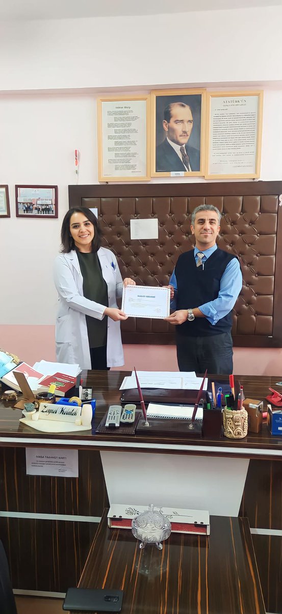 DamatLisesi's tweet photo. Okulumuz müdürü Zeynel KOLUTEK değerli öğretmenlerimiz Selin Gültekin, Özlem Ozkulluk, Özlem Eryiğit ve Aykut Tuncay ı başarı belgesi ile onurlandırdı. Müdürümüze çok teşekkür ederiz.
@tcmeb 
@ACIGOLMEM 
@semihkirim 
@zeynelkolutek https://t.co/YMQBHJG2ED