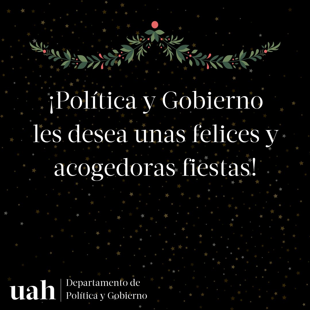 🎄 El Departamento de Política y Gobierno les desea a todos sus miembros unas felices fiestas. Que sea una oportunidad para reencontrarse y que la felicidad perdure.