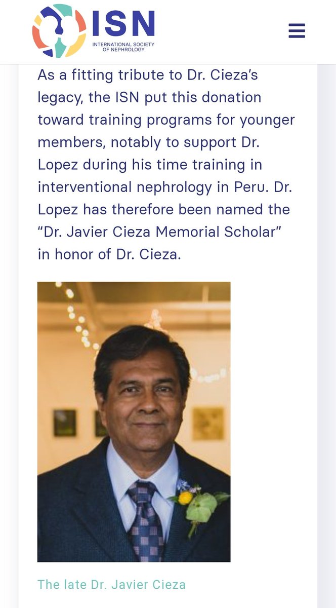 Donación de parte de la familia del Dr Cieza para entrenamiento de nefrólogos. Un acto a la altura de su grandeza que en vida tuvo el maestro y que siempre perdurará. #ISN #nephrology theisn.org/blog/2022/12/1…