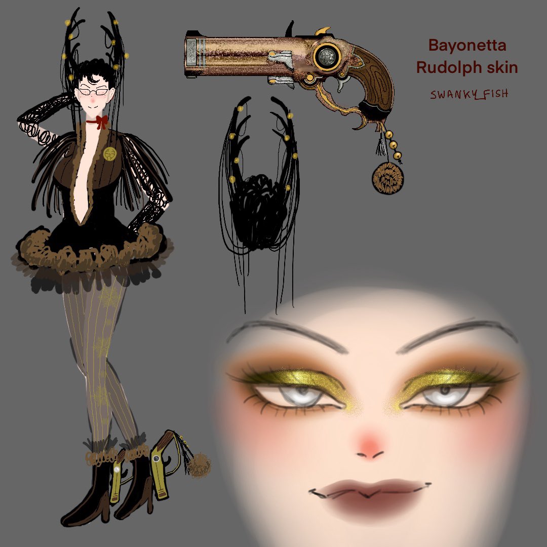 83SwankyFish's tweet photo. Quick Bayonetta and Jeanne Christmas themed outfit designs for fun! ☃️

#BayonettaFanart #Jeanne https://t.co/WdSSadQLIy