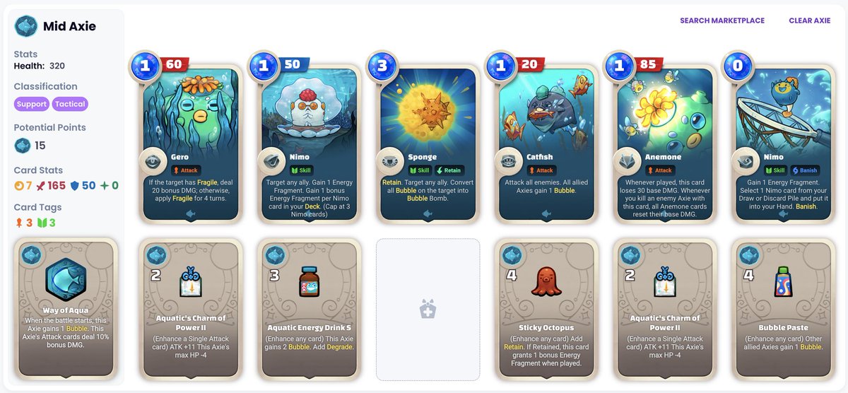 macsaintblack's tweet photo. I am very confident on the power of rushing energy fragments and aquas have so much potential! Mixed with the AoE power of multiple bubble bombs that sponge provides, this could lead to a deadly composition. Don't need to mention tiny fan's power
#BuildTheMeta #AxieOrigins https://t.co/MKtTumGX7w
