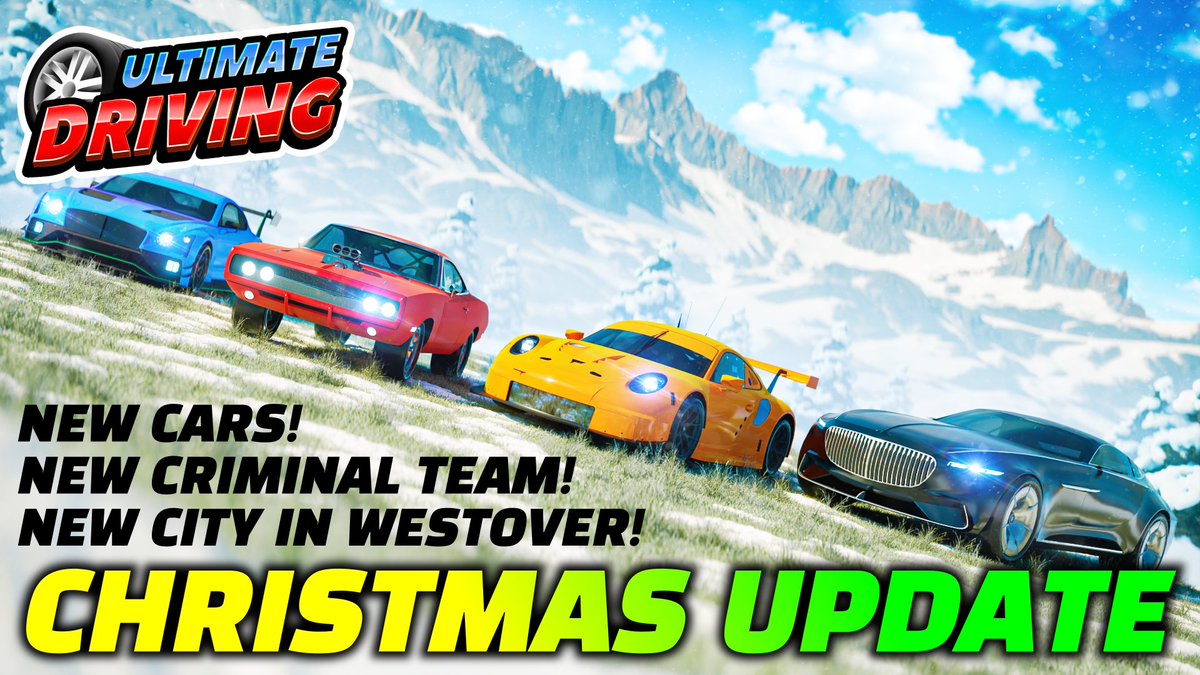 ULTIMATE DRIVING'S CHRISTMAS UPDATE IS HERE! 🎄🎄 🌆 NEW WESTOVER CITY! 🎨 NEW BODY SHOP! 🚔 NEW CRIMINAL TEAM! 🏎 NEW CARS! roblox.com/games/54865335…