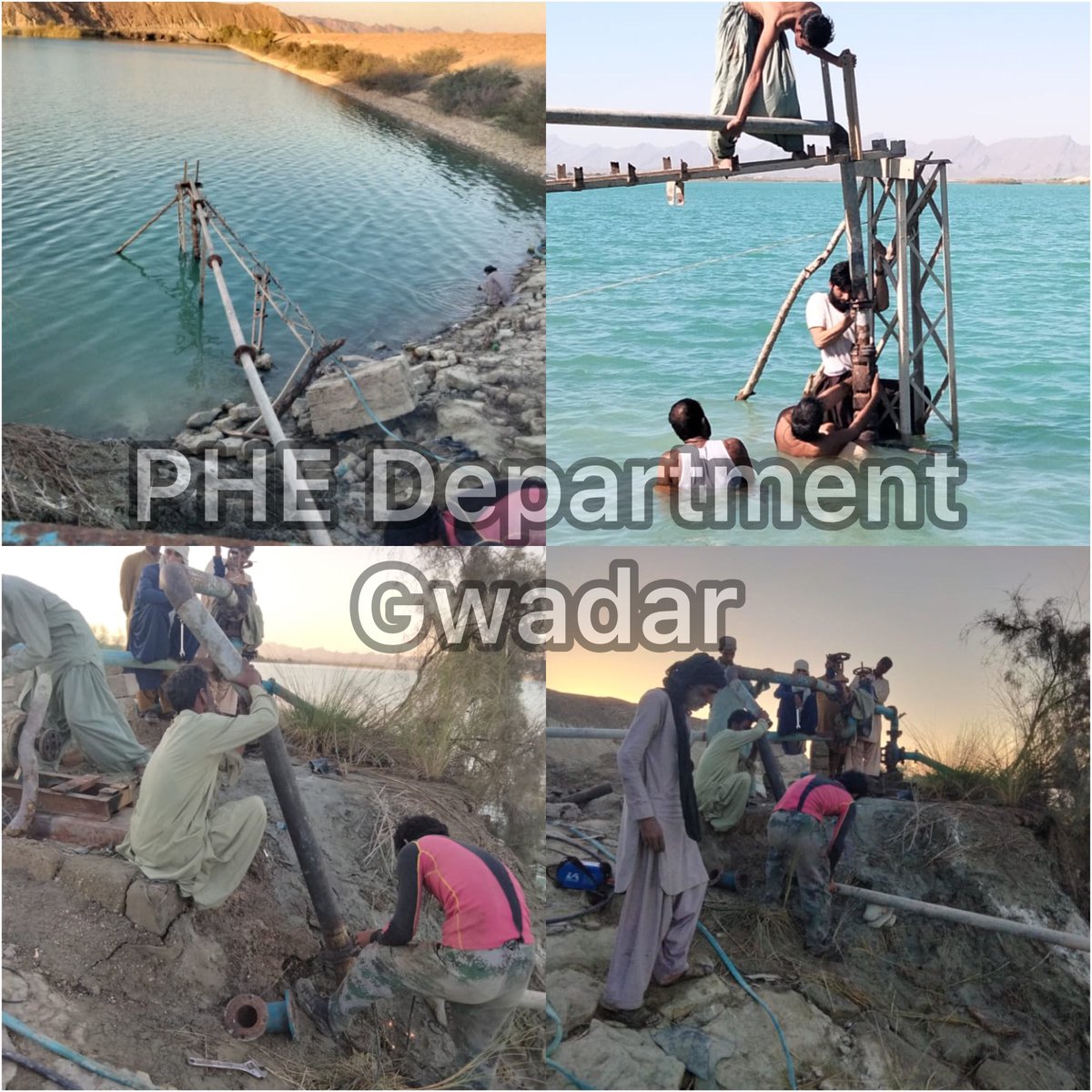 Upon instructions of XEN Shakeel Ahmed Baloch &amp; under supervision of SDO Pasni Engr. Fazal Baloch, Installation of 20HP samursebal pump for water supply scheme from Belaar Dam to Chibwari Kulanch of sub-division Pasni has been completed.
1/2