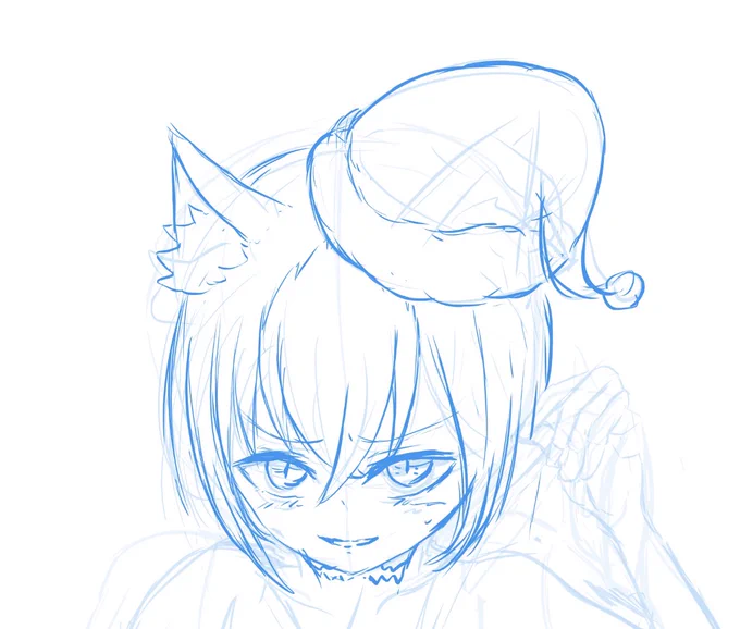 シワを増やしたついでにクリスマスっぽいザッと描きをやってる 