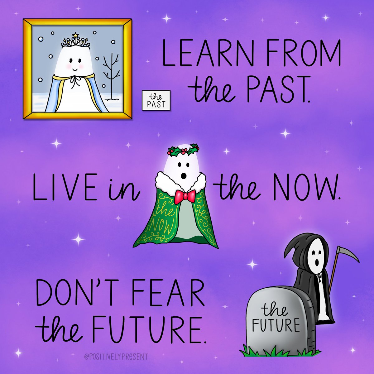 positivepresent's tweet photo. Some reminders inspired by “A Christmas Carol.” 🕯️ https://t.co/UulOinuR7z