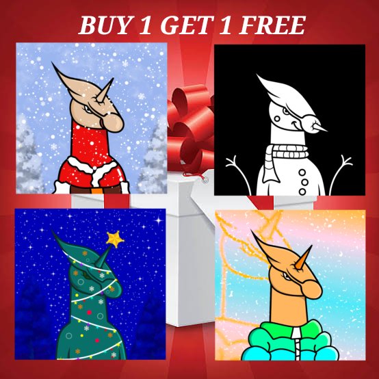 Unicorn_ID_NFT's tweet photo. 🎁 XMAS GIFT 🎁
Limited time, only 3 days 24-26 Dec 2022
Buy 1 Get 1 free :
BUY UNICORN #227D FREE UNICORN #234D
BUY UNICORN #233D FREE UNICORN #240D
Let's get it now 😍🦄🎁
#NFT #VERTICALNFT https://t.co/UqSOcNdNqX