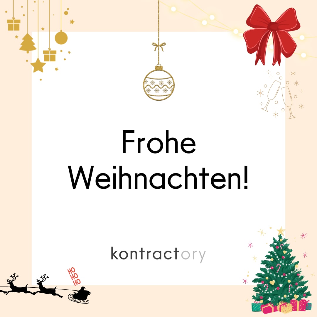 Wir wünschen euch allen frohe Weihnachten! 🎄

Das Team von kontractory wünscht eine wundervolle Zeit mit Freunden und Familie, erholsame Feiertage und schöne Erfahrungen. 🎓🙌

#legaltech #digitallaw #startup #law #recht #weihnachten #kontractory