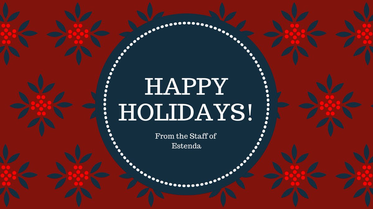Estenda's tweet image. Happiest of Holidays to all from the staff of Estenda! 
#softwaredevelopment #ISO13485 #uniquesoftware