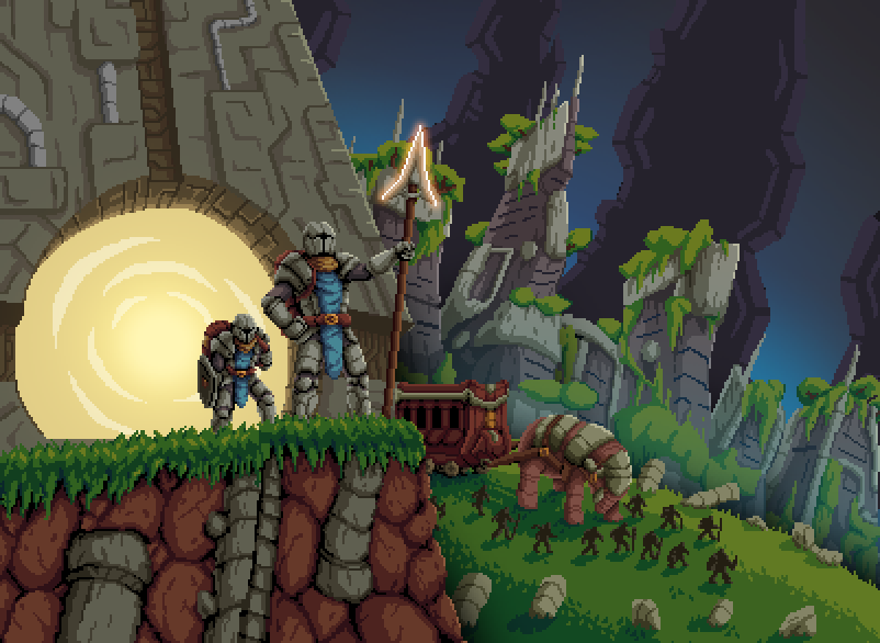 Felipe_Porcel01's tweet photo. Process for a pixelart piece I worked on. Concept art, sketch and final pixel-art. #pixelart https://t.co/Q7zA4bE0h8