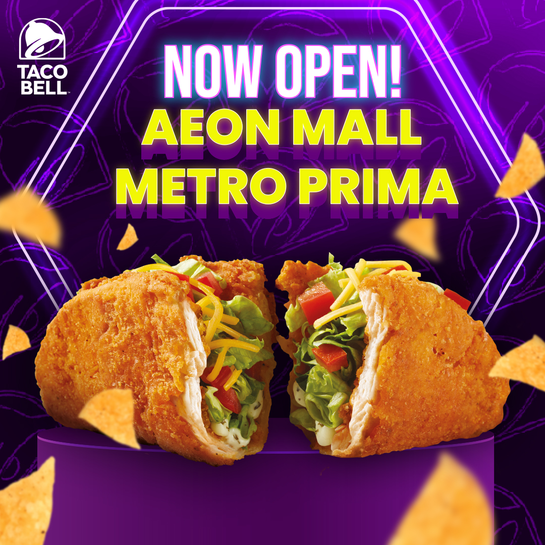 tacobellmy's tweet photo. It’s today! Drop everything and make your way to our newest Taco Bell at AEON Mall Metro Prima! Retweet if we’ll be seeing y’all there! 💜
#ISEEATACO #TukarKeTaco #LiveMás #LiveKawKaw #TacoBellMalaysia https://t.co/ujwGM6X8OS