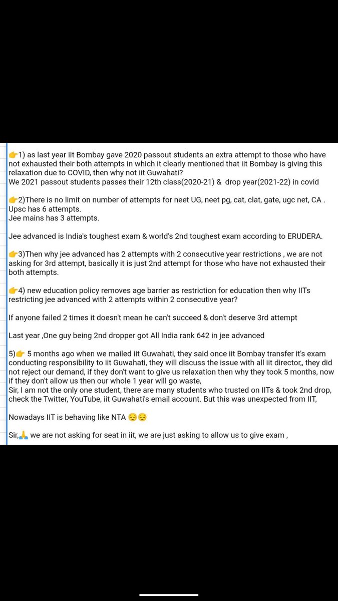 suraj059429801's tweet photo. @karandi65 Sir, pls interact with 2021 passouts jee adv 2023 aspirants, we are tired of sending emails, tweets 😭
At least give one reply pls sir
#iitfor21 https://t.co/KkIKwacqRQ