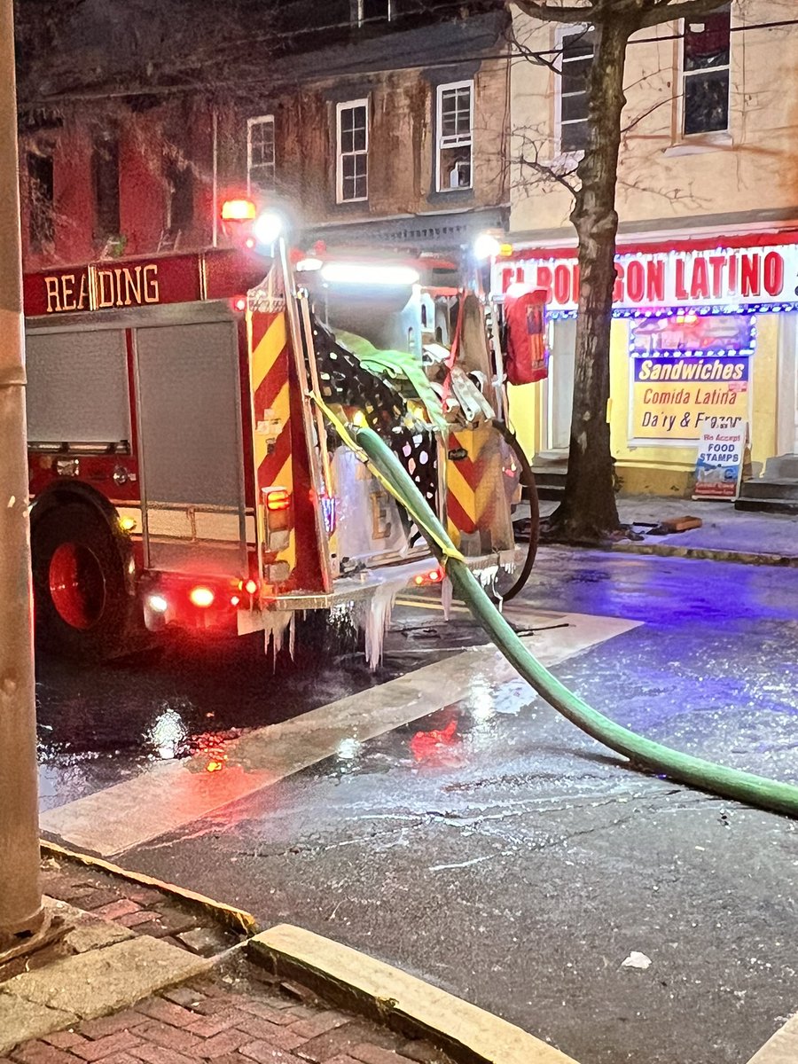 readingfm1's tweet photo. To all @ReadingPaFire Members that operated late into the frigid night-strong work by all to limit fire spread under advanced conditions and limited safe access. Thank you @TowerHealthNow for the warming bus. #RFDproud #loveforthejob https://t.co/o8zjsiwRl1