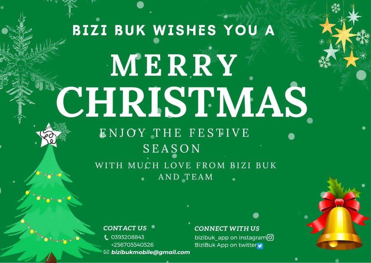 BizibukApp's tweet photo. 🎄🎄The gift of love.🎄🎄.  The gift of peace.  The gift of happiness.  May all these be yours this 🎉Christmas🎉  with much love from Bizi Buk and Team https://t.co/7qeDSdTzlb
