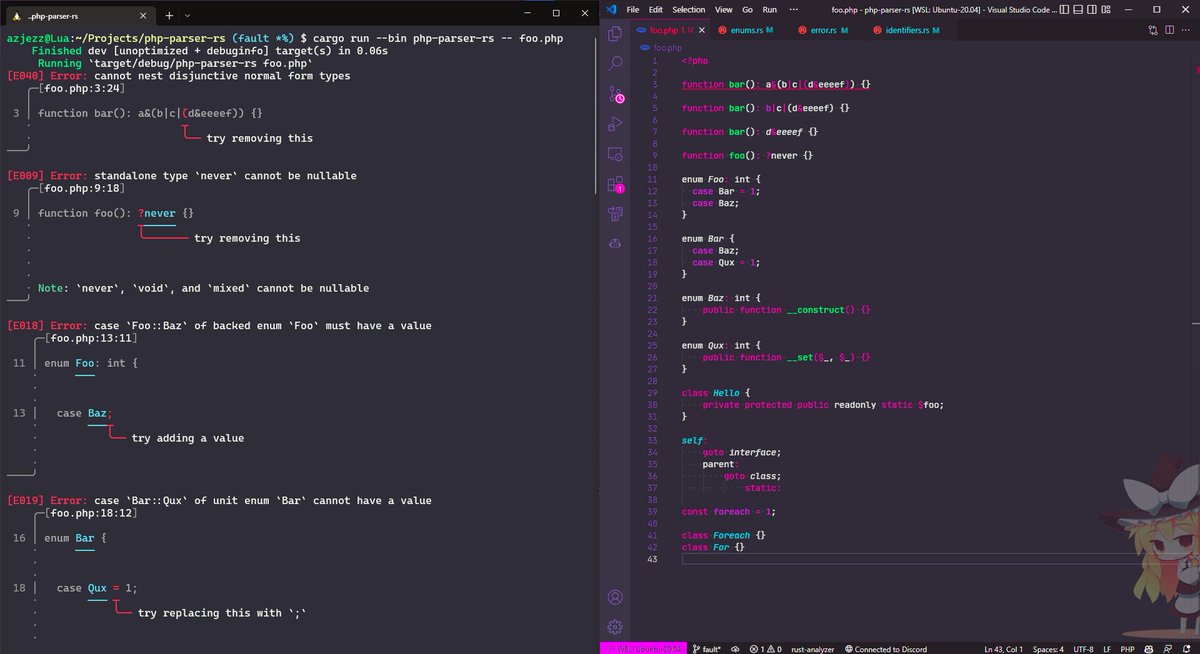 azjezz's tweet photo. for those interested in php-rust-tools, you might wanna follow me on the forbidden site, posting some cool stuff on there.

https://t.co/0loM9zdkIq

here's a sneak peak https://t.co/tiEXMCUL0c
