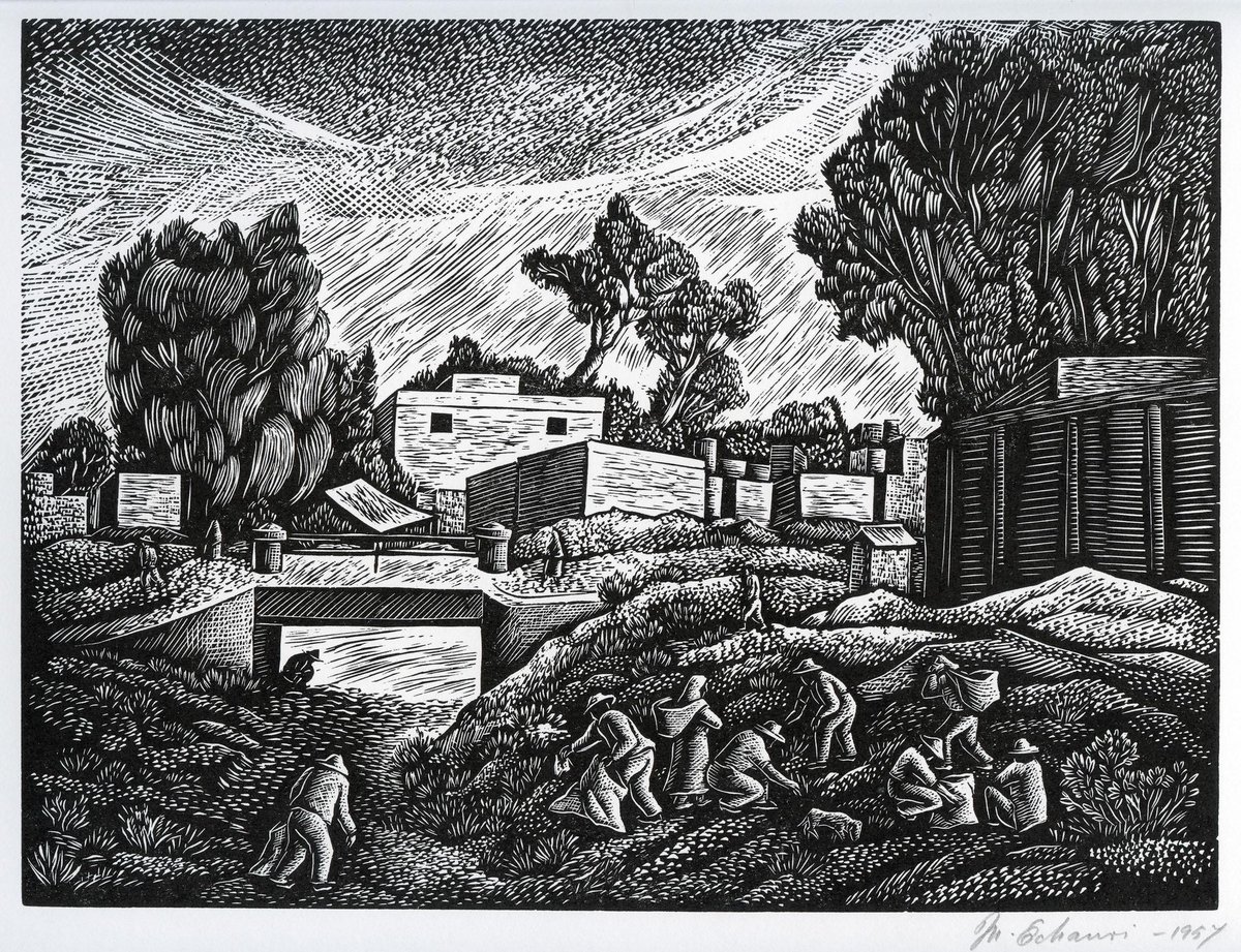 MUNALmx's tweet photo. Manuel Echauri centró su obra en motivos urbanos y regionales.
En "Barrio de Tacubaya", de 1957, encontramos una ventana al pasado: el puente corresponde al actual emplazamiento de las avenidas Constituyentes y José Vasconcelos.
El pintor y grabador nació #UnDíaComoHoy de 1914. https://t.co/xvAo8vavBm