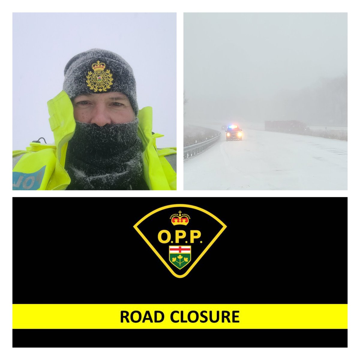 #MiddlesexOPP confirm #Hwy402 still closed from <a href="/CountyMiddlesex/">Middlesex County</a> to <a href="/CountyofLambton/">County of Lambton</a> to the border. Continued reduced visibility &amp; drifting snow on all roads. Please if travel isn't necessary stay home. Looking for your abandoned car?  Call #OPP at 1-888-310-1122 ^jh