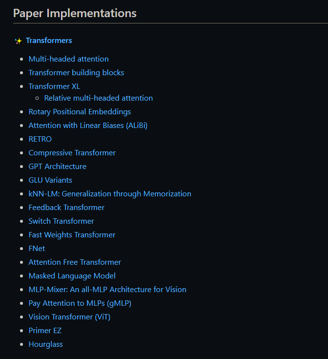 👉 Deep Learning Paper Implementations 📃

A collection of simple PyTorch implementations of neural networks and related algorithms. These implementations are documented with explanations and side-by-side notes.

🔗 github.com/labmlai/annota…