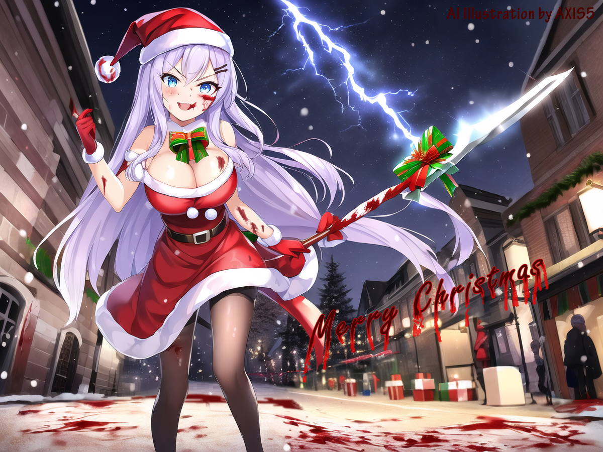 AXIS5Hacker's tweet photo. Voltage of Death Christmas #AI #AXIEL #クリスマス #女の子 #Christmas #風景 #血 #おっぱい #夜景 #OC https://t.co/8aEnBgSFpu https://t.co/k7OKv8VOBZ