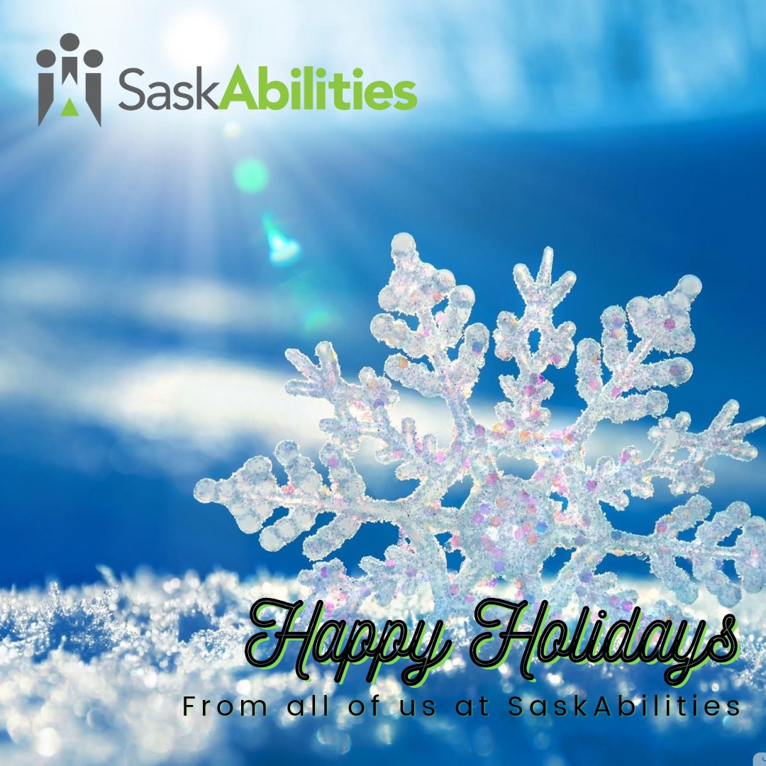 From all of us at SaskAbilities, we wish you the happiest of holidays this season, and hope you are able to spend it with the ones that mean the most to you! ❤️

A reminder our services will be closed until Dec. 28, with SARCAN being closed until Jan 2. 🎄