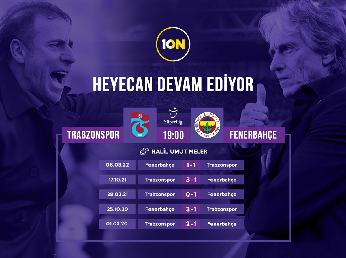 Dünya Kupası arasından sonra heyecan Trabzonspor - Fenerbahçe derbisi ile devam ediyor. 🔥

Trabzonspor, Fenerbahçe ile evinde oynadığı son dört karşılaşmanın üçünü kazandı. (3G, 1B)

#10N