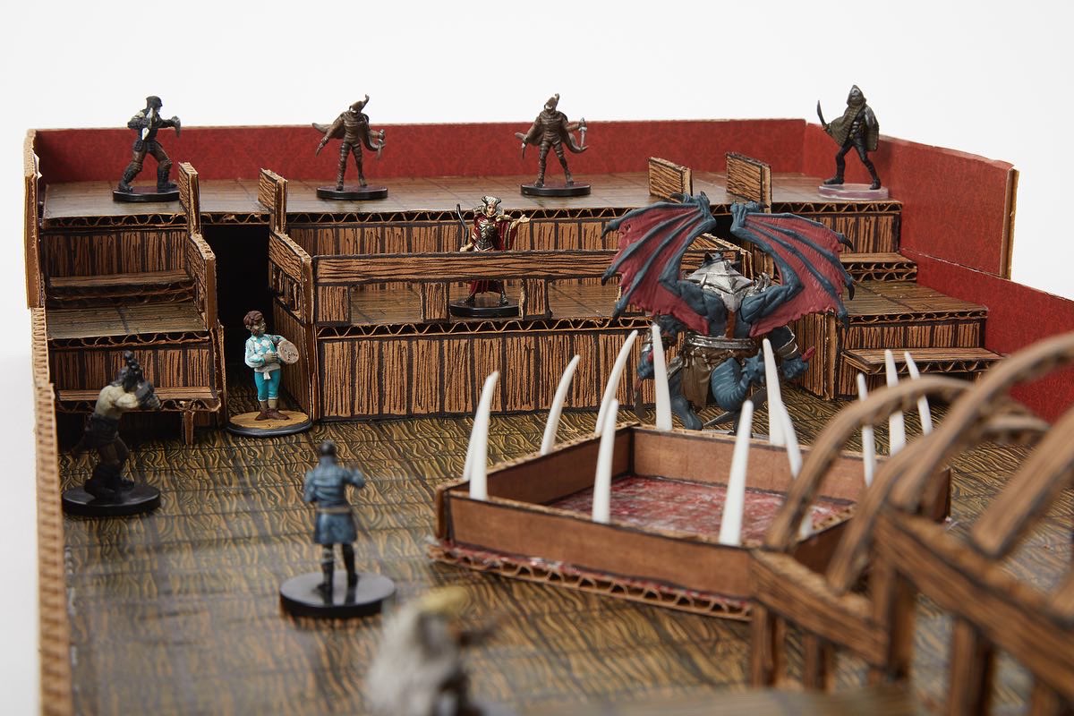 Evil cult temple. 
•
#DnD #DungeonsAndDragons #5e #TTRPG #RPG #TerrainBuilding #BattleMaps #Dice #D20 #DIY #HowTo #Cardboard #Temple