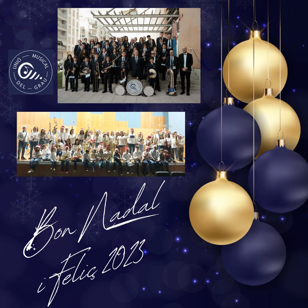 UnioMusicalGrau's tweet photo. La Unió Musical del Grau vos desitgem 🎄Bon Nadal🎄 i bon any nou ple d'alegria i molta música🎶 https://t.co/Z51arEIbjp
